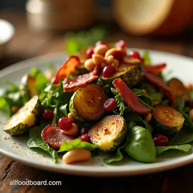 Christmas Brussels Sprout Salad with Bacon Cranberry Vinaigrette Recipe Card
