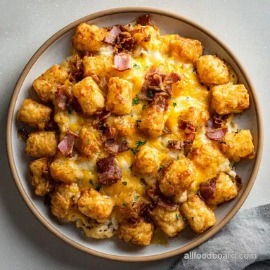 Tater Tot Breakfast Casserole with Savory Custard in 65 Minutes