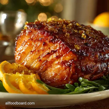 Easy Christmas Crockpot Recipes Glazed Ham with Zesty Orange Ginger Recipe Card