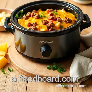 Discover the Best Slow Cooker Hamburger Cheesy Casserole Recipe! Recipe Card