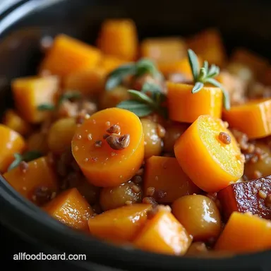 Crockpot Caramelized Butternut Squash and Apples with Maple Sage Recipe Card