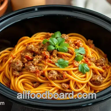How to Make Delicious Crockpot Beef Spaghetti with Taco Flavor Recipe Card