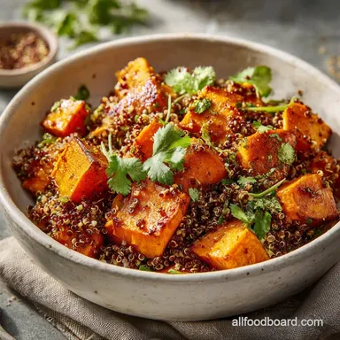 Daniel Fast Recipe with Roasted Sweet Potatoes and Quinoa | Whole Food & Plant-Based Recipe Card
