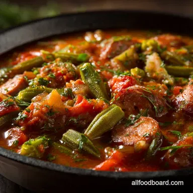 The Best Okra Stew Recipe Smoky Sausage Tomato Comfort