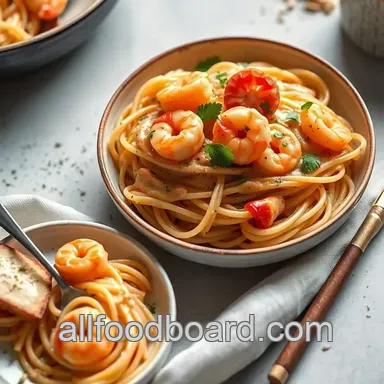How to Make Delicious Sautéed Shrimp Pasta with Spicy Creamy Sauce Recipe Card