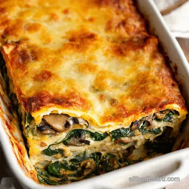 Mushroom Spinach Lasagna Recipe Vegetarian My CrowdPleaser Recipe Card