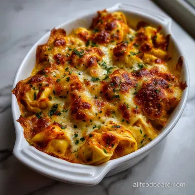 Tortellini Bake: Easy Cheesy Ground Beef Casserole Recipe Card