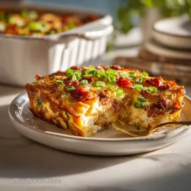 Easy Breakfast Casserole with Sausage and Hashbrowns Recipe Card