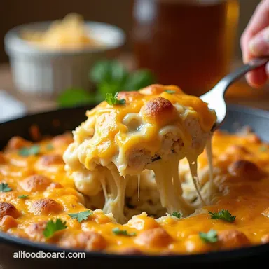 Easy Chicken Cobbler Dinner Casserole with Fluffy Biscuit Topping Recipe Card