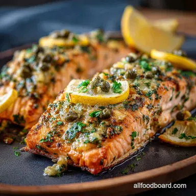 Flaky Garlic Caper Butter Baked Salmon The Quick 30Minute Dinner Recipe Card