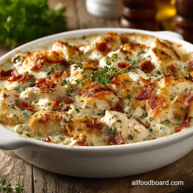 Keto Chicken Bacon Ranch Casserole Ultra-Creamy and Low Carb Recipe Card