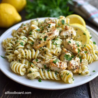 Easy Lemon Chicken Pasta with Garlic in 25 Min Recipe Card