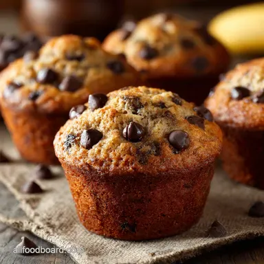 Easy Banana Muffins with Chocolate Chips Super Moist Ready in 40 Mins Recipe Card