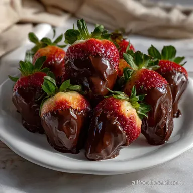 Easy No Fuss Chocolate Covered Strawberries: Glossy Recipe Card