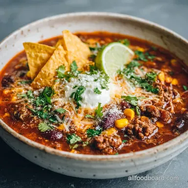 Easy Taco Soup Ready in 30 Min Recipe Card