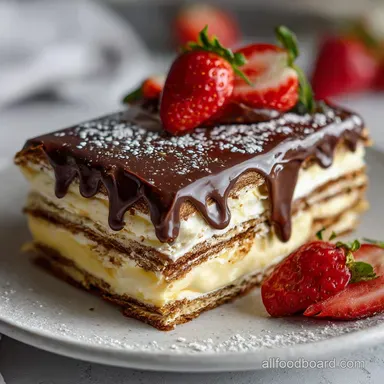 Eclair Cake - No-Bake Overnight Prep Recipe Card