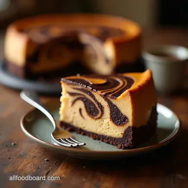 Rich Espresso Dark Chocolate Swirl Coffee Cheesecake Recipe Recipe Card