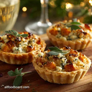 Fall Appetizers Flaky Butternut Sage Stilton Tartlets Recipe Card