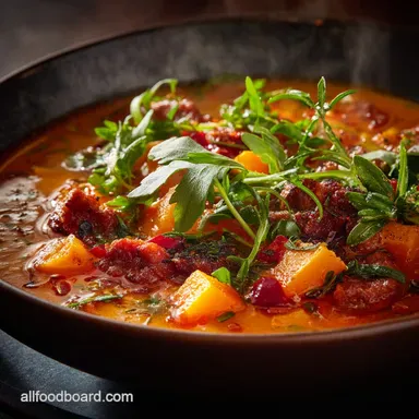 Fall Soups and Stews: Our Hearty Butternut and Smoky Chorizo Supper Recipe Card