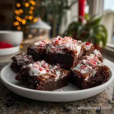Festive Peppermint Brownies: Fudge Base & Candy Cane Crunch