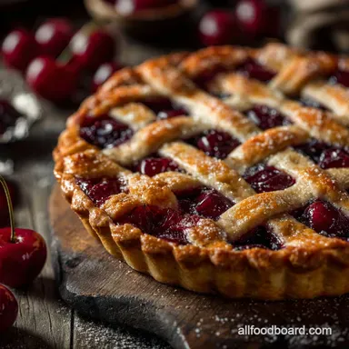 Foolproof Classic Cherry Pie Recipe Flaky Crust Tart Almond Filling Recipe Card