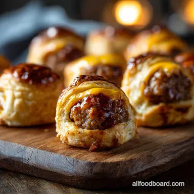 Football Party Food Ideas: Easy Sausage Roll Bites with Smoked Cheddar Recipe Card