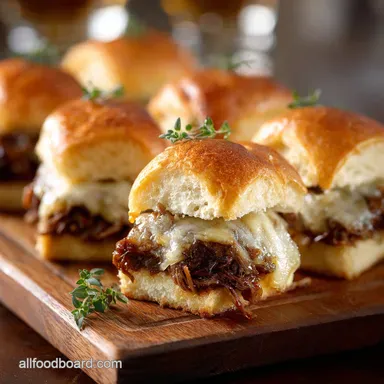 Slider Recipes: Glorious French Onion Beef Cheddar Sliders Recipe Card