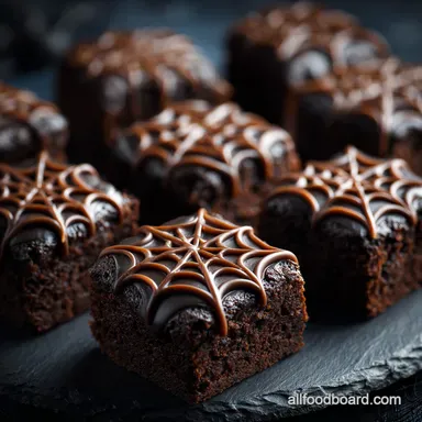Halloween Snacks: Fudgy Spiderweb Brownie Bites for Spooky Parties Recipe Card