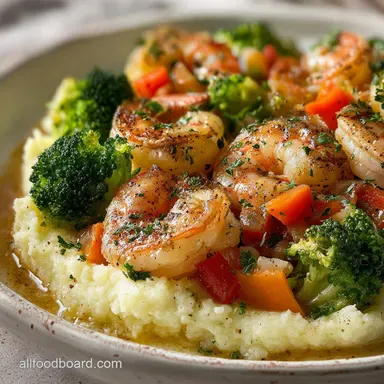 Garlic Butter Shrimp and Mash: Pan-Seared, Ready in 25 Min Recipe Card