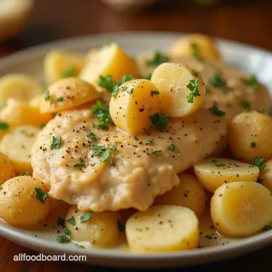 Foolproof Crockpot Garlic Parmesan Chicken and Potatoes Recipe Card