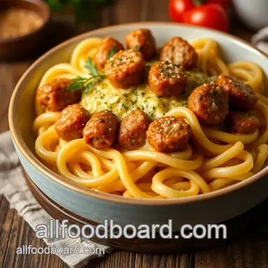 How to Make My Grandmother's Cooked Garlic Sausage Creamy Pasta Dish Recipe Card