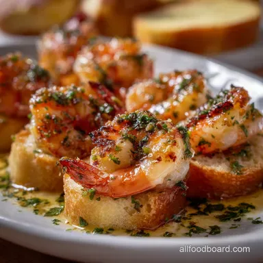 Delicious New Years Eve Finger Food Idea with Garlic Shrimp Recipe Card