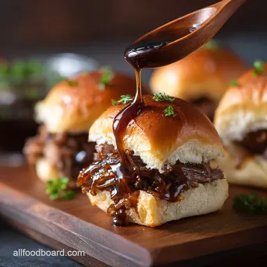 Slider Recipes: Sticky French Dip Sliders with Garlic Glaze Recipe Card