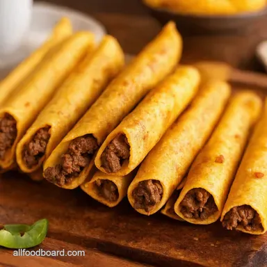 Easy Ground Beef Taquitos Crispy Golden in Minutes Recipe Card