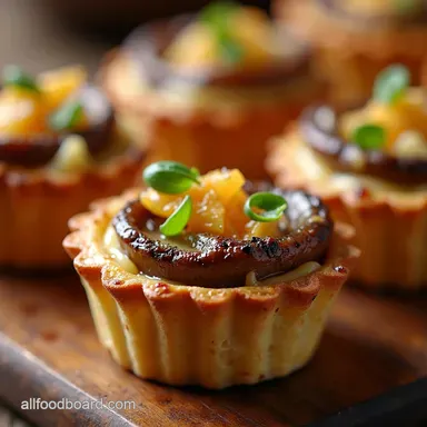Caramelized Onion Mushroom And Gruyere Tartlets Savory Bites Recipe Card