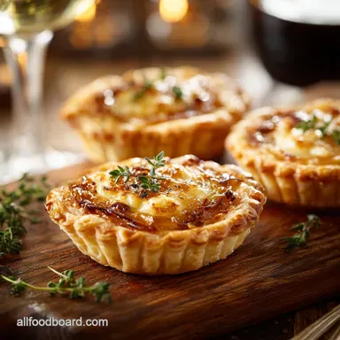 Fall Appetizers: Flaky Onion Gruy&egrave;re Tartlets for Cozy Parties Recipe Card
