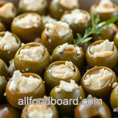 Greek food olives stuffed with cheese: Easy and Delicious Mediterranean Snack! Recipe Card