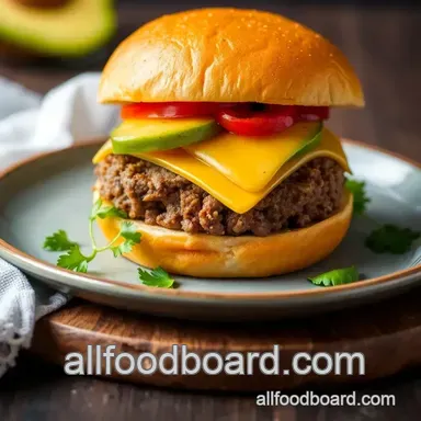 Grilled Burger with Spicy Avocado Delight Recipe Card