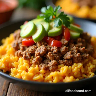Ground Turkey Taco Bowls with Cauliflower Rice Fiesta Recipe Card