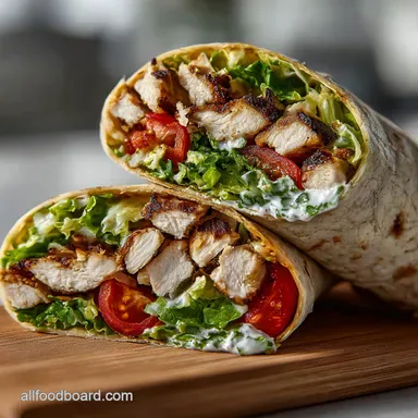 Healthy Chicken Caesar Wrap Recipe in 25 Minutes Recipe Card