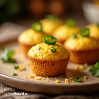 Kickin Healthy Jalapeño Cheddar Cornbread Mini Muffins Recipe Card