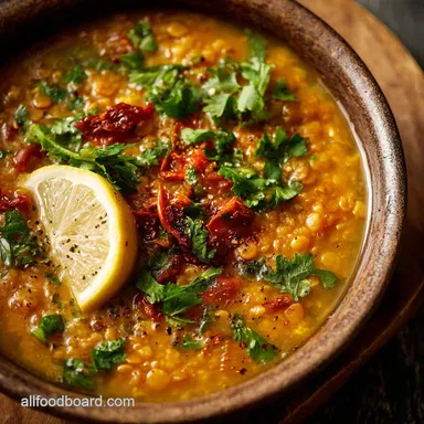 Healthy Soup Moroccan Red Lentil Recipe for Weight Loss Recipe Card