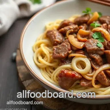 My Grandmother's Sautéed Beef with Onions and Noodles: 5 Easy Tips! Recipe Card