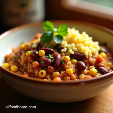 Hearty Quinoa Chili with Beans Corn Easy Veggie Delight Recipe Card