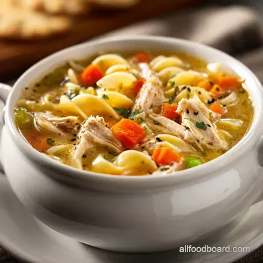 Hearty Turkey Soup with Egg Noodles and Vegetables in 45 Minutes Recipe Card