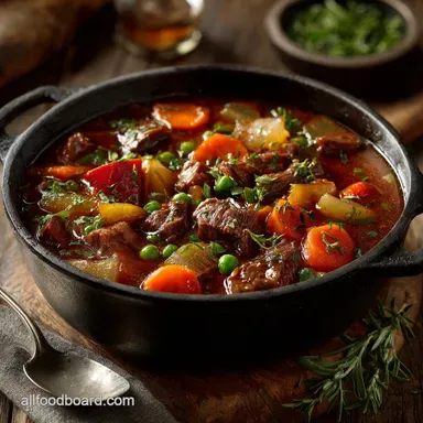 Vegetable Beef Soup: Slow-Simmered, Old Fashioned Flavor Recipe Card