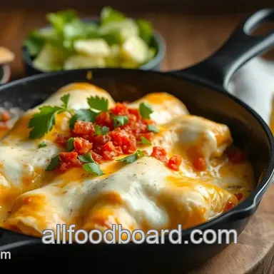 How to Make Easy & Creamy Skillet White Chicken Enchiladas Recipe Card
