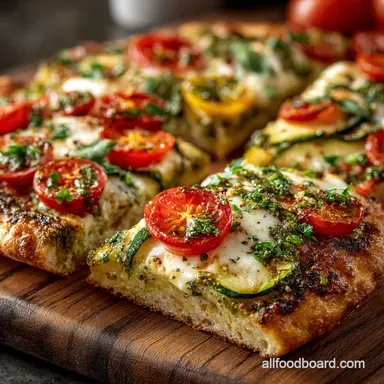 Heirloom Tomato Flatbread Zucchini Mozzarella Pesto Bliss