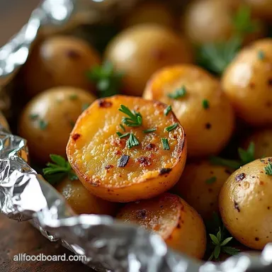 Smoky Herb Garlic Foil Packet Grilled Potatoes Recipe Recipe Card