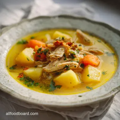 Chicken Soup Recipe for 6 Servings with Shredded Chicken